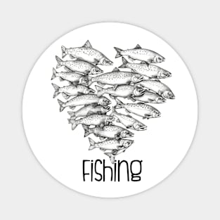 I Love Fishing: Heart Shaped School of Fish Magnet